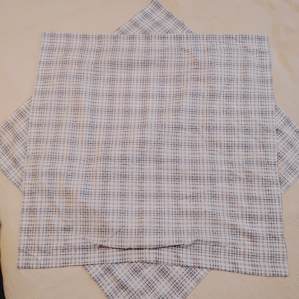 Laura Ashley Cassidy Pillow Shams Euro Blue Check Plaid Pair Set of 2